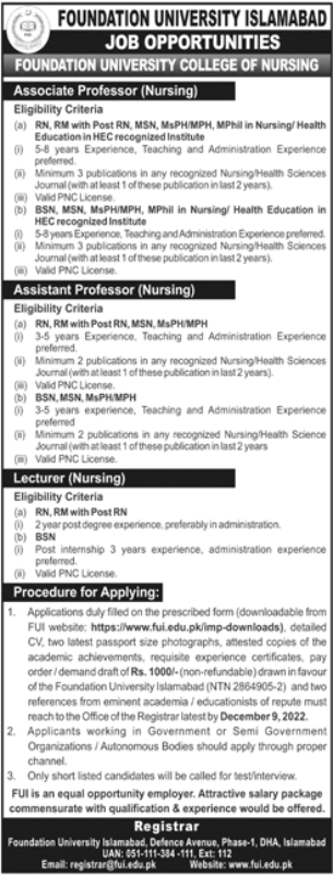 Foundation University Islamabad jobs