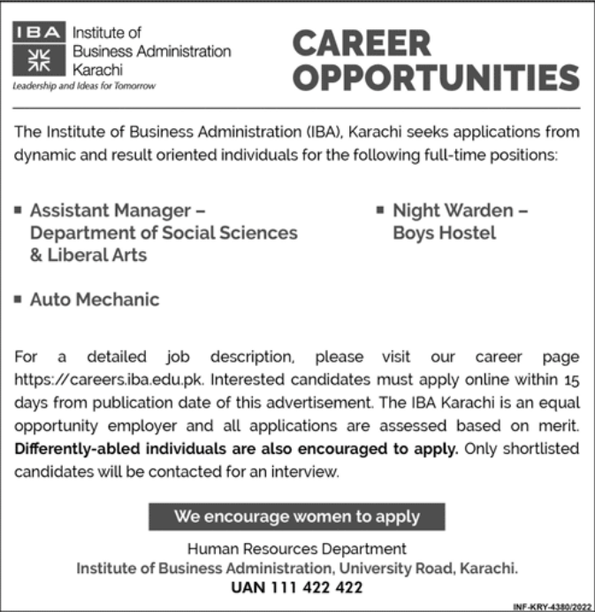 IBA Karachi Jobs 2022
