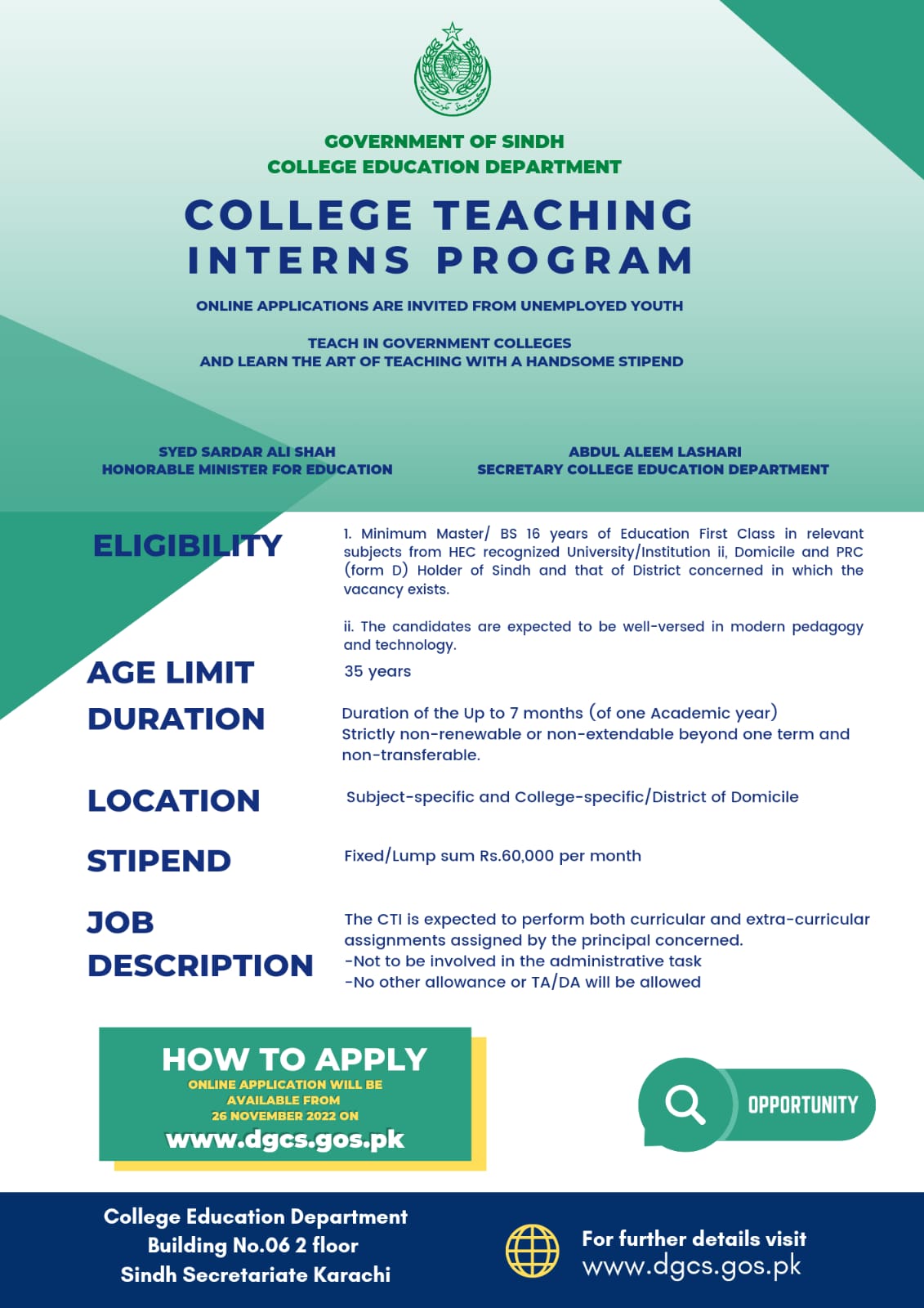 CTI (College Teacher Internship) Jobs 2022 