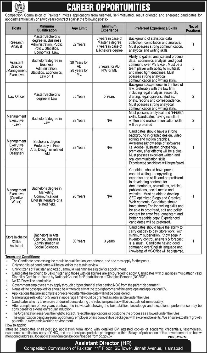Competition Commission of Pakistan Jobs 2023