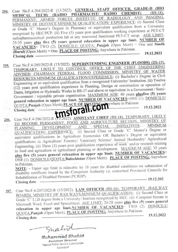 FPSC Jobs Advt