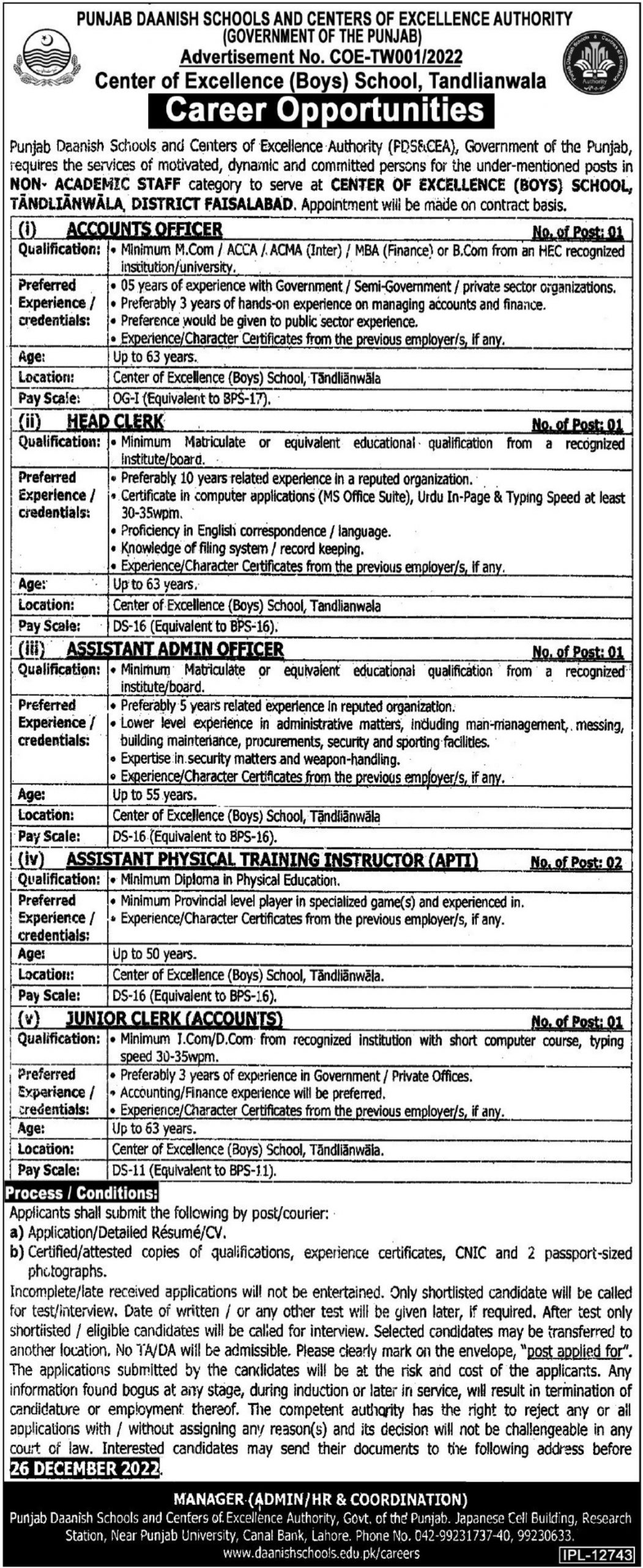 Punjab Daanish School Jobs 2022-23 