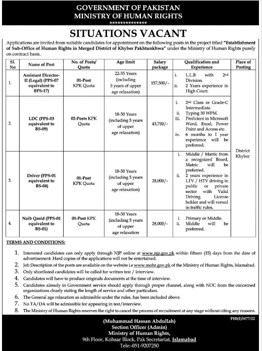 Ministry of Human Rights jobs