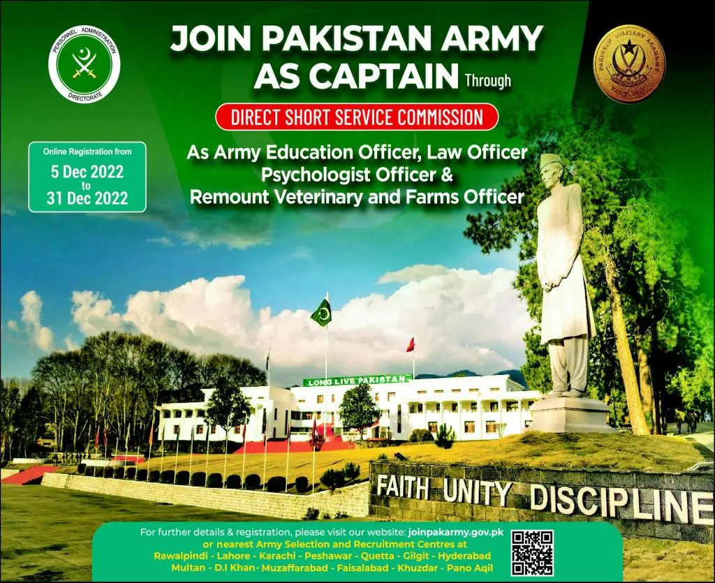PAK Army Jobs 2022 – Join Pak Army As Captain Through Short Commission