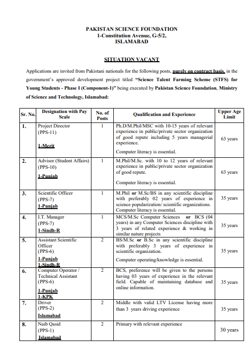 Pakistan Science Foundation 