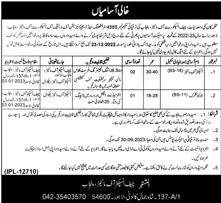 Punjab Mines and Minerals Department Jobs 2022