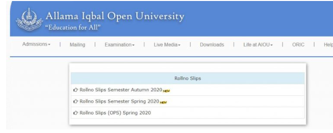 program and roll no