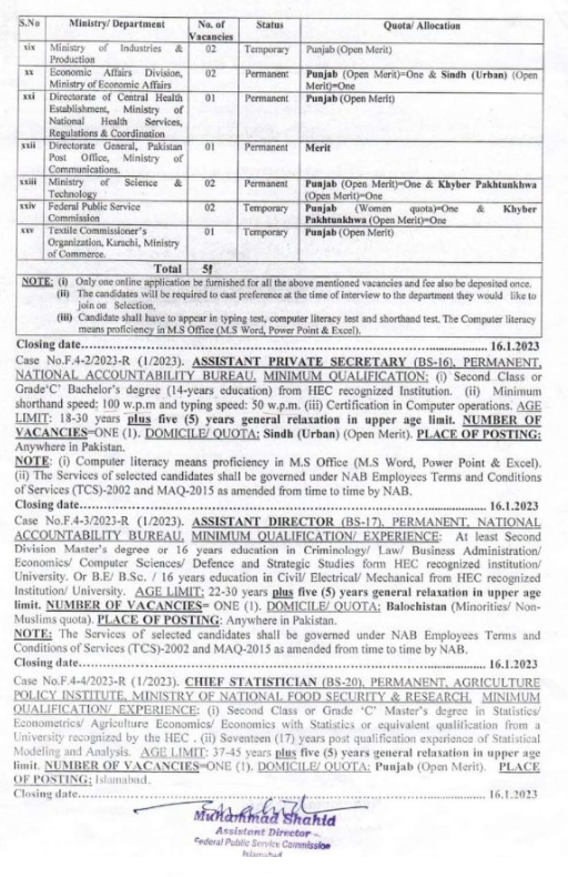 Federal Public Service Commission jobs