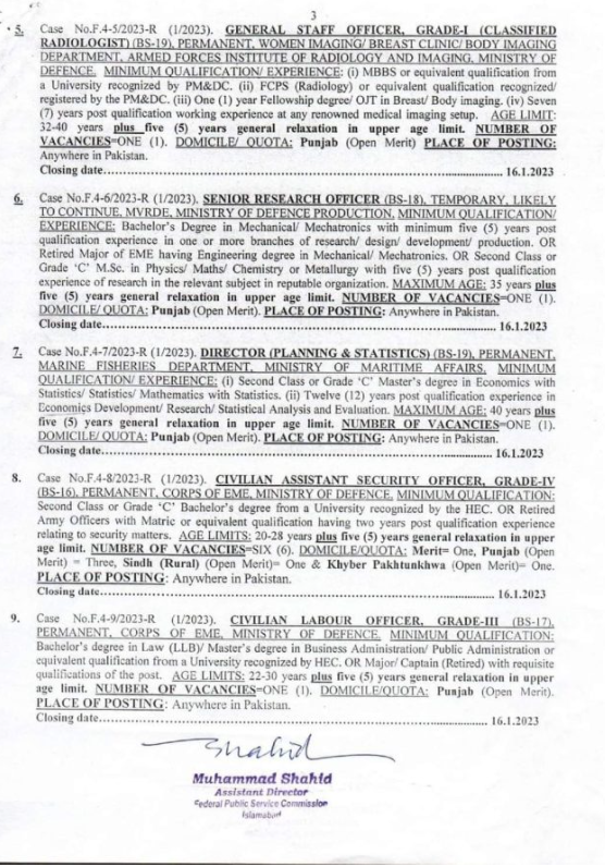 Federal Public Service Commission latest jobs