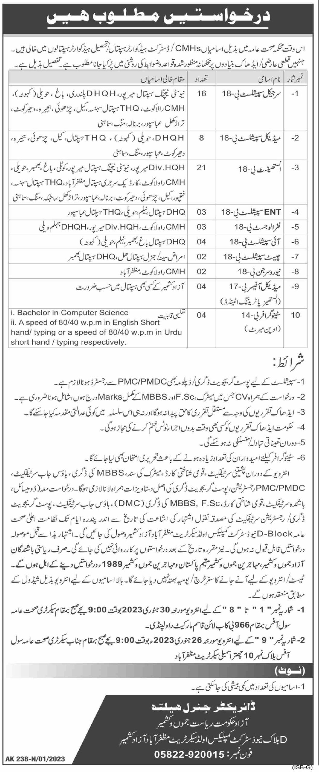 Health Department AJK Jobs 2023